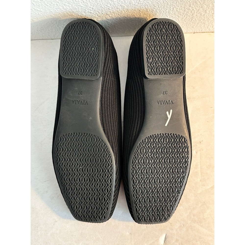VIVAIA Margot 2.0 V Cut Ballet Flats Size 37 US 6.5 Black Square Toe Ribbed Knit - Picture 7 of 8